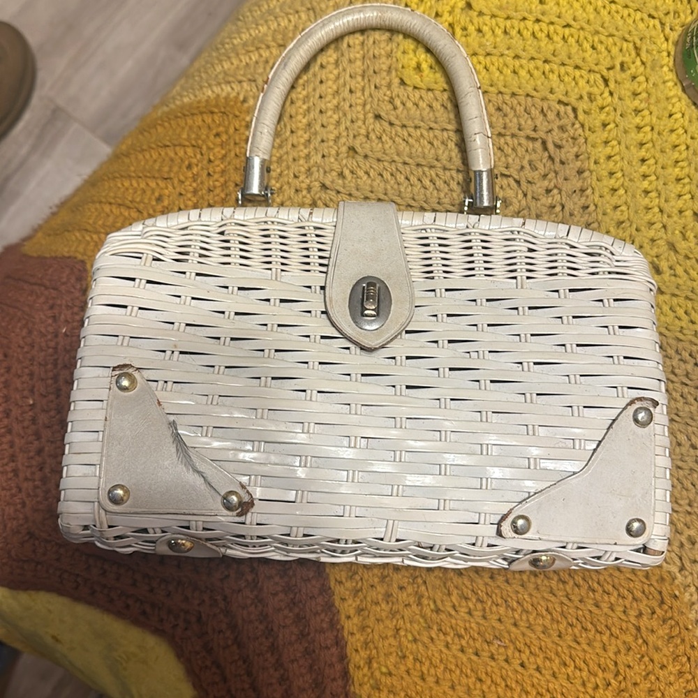 Vintage White Wicker Handbag